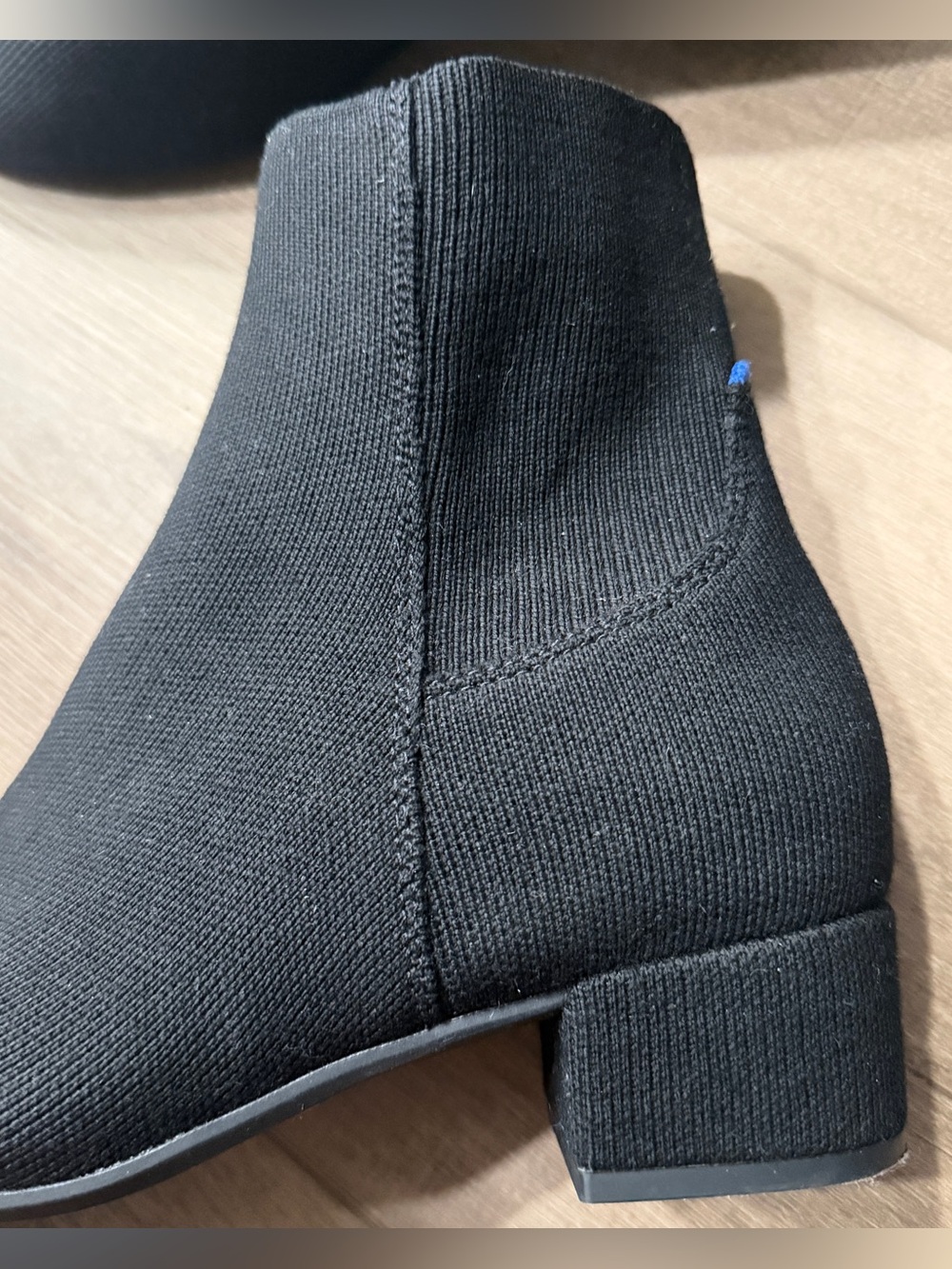 Rothys The Classic Boot Black Knit Ankle Booties Women Size 9 Low Block Heel - Picture 10 of 15